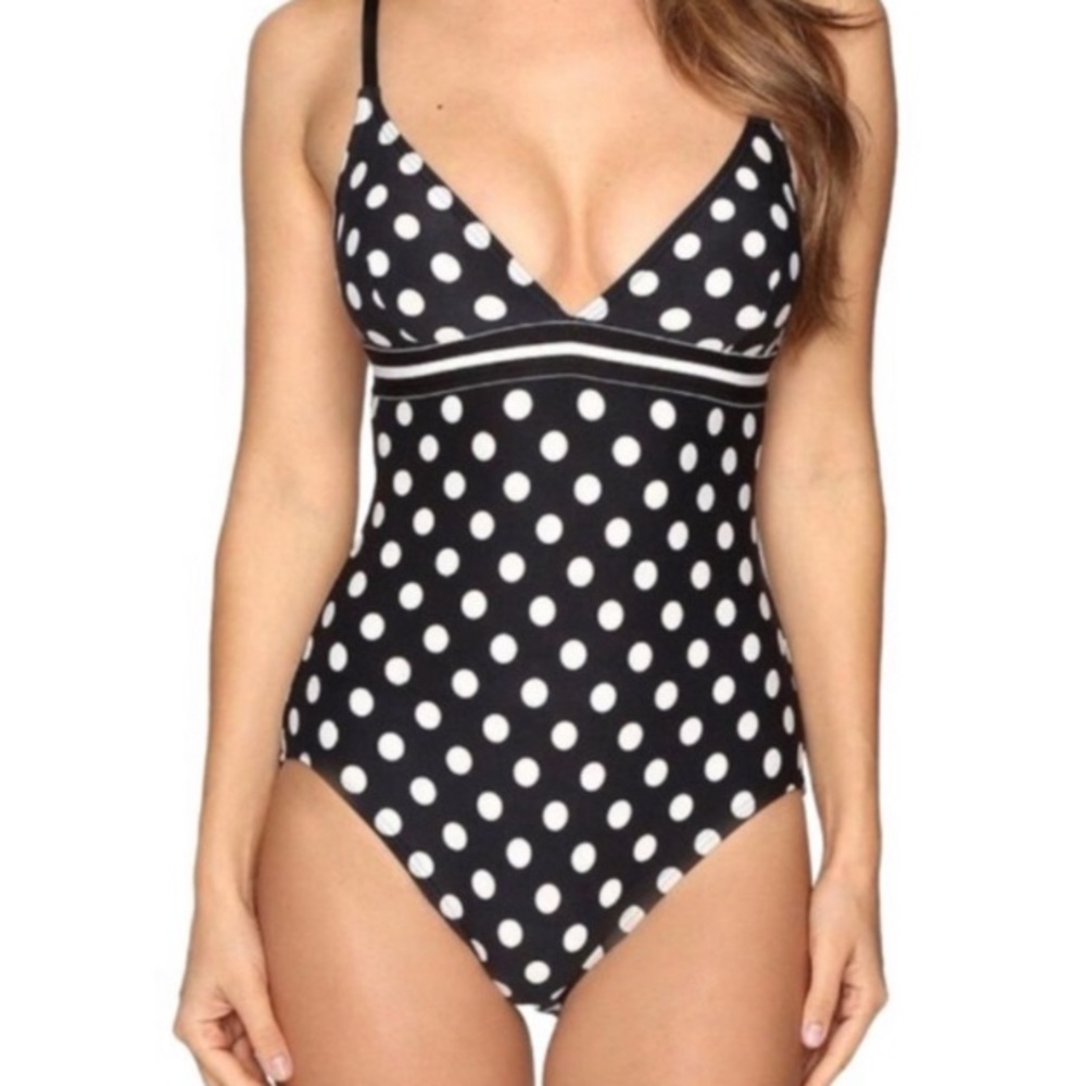 kate spade Black and White Polka Dot One-Piece Swimsuit